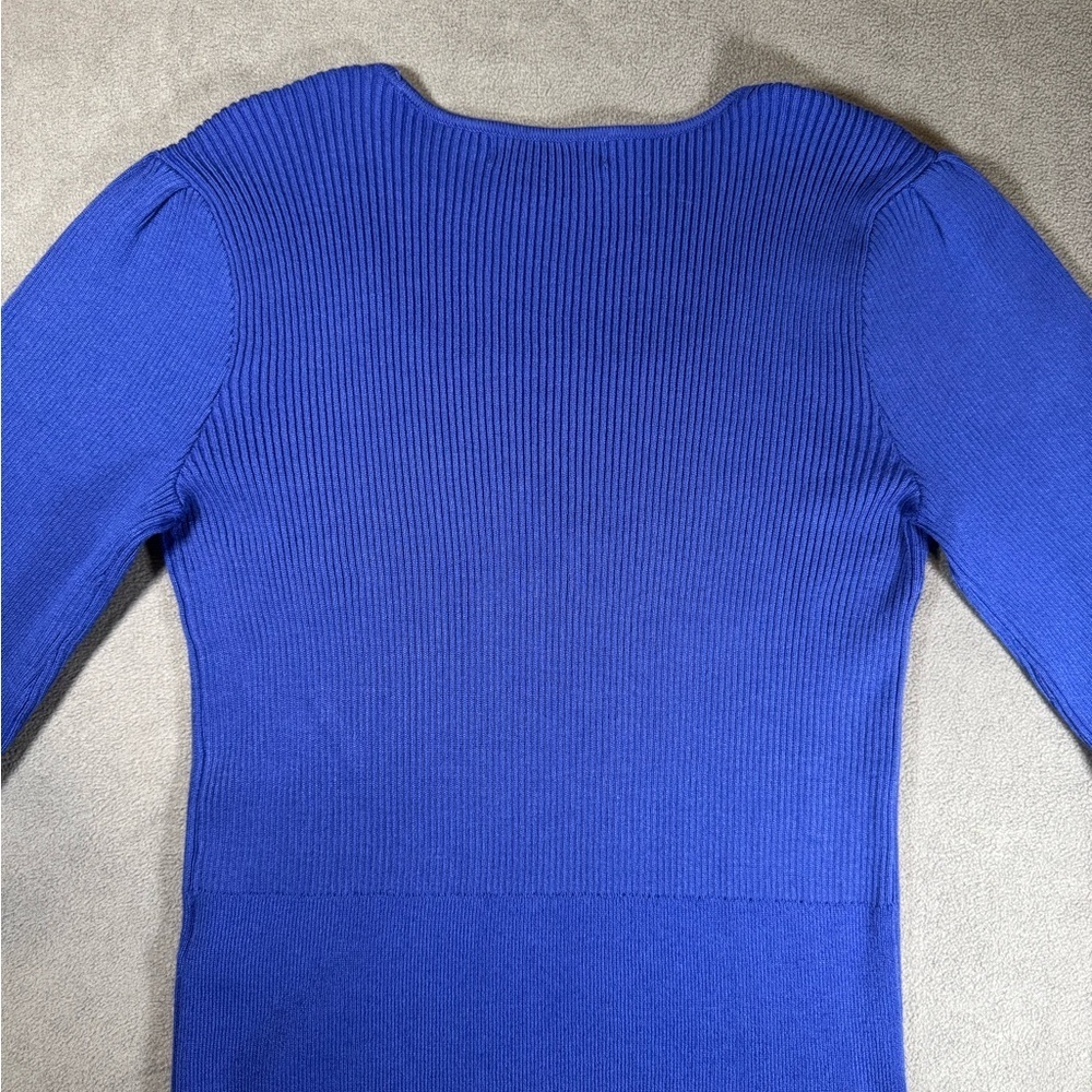 Philosophy Ribbed Royal Blue Sweater Shirt with Puffy Sleeves - Picture 8 of 12